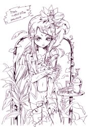 1girl 2014 bird character_request copyright_request dated flat_chest long_hair looking_at_viewer monochrome nekokurage_(gen&#039;eikai_tsuushin) parrot petite shorts solo thighhighs