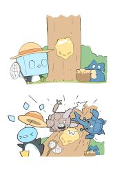 Rule 34 | animal focus, bird, bug, butterfly net, closed eyes, closed mouth, eating, eiscue, eiscue (ice), eiscue (noice), fangs, fighting, gen 1 pokemon, gen 2 pokemon, gen 4 pokemon, gen 8 pokemon, hand net, hat, heracross, holding, honey, honeypot, ice, igwjgsarifbfo9u, munchlax, net, nintendo, no humans, outdoors, penguin, pinsir, pokemon, pokemon (creature), pokemon focus, smile, sun hat, tree