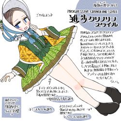 1girl black_shoes blue_bow blue_eyes bonnet bow brown_hair dress dutch_angle full_body green_dress hand_up highres long_sleeves moviegentleman original panties pantyshot shoes short_hair solo standing underwear