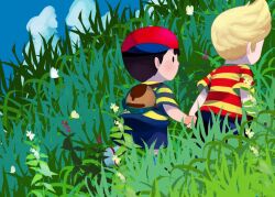 bad_tag black_hair blonde_hair child hat lucas_(mother_3) mother_(series) mother_2 ness_(mother_2) nintendo red_hat shirt shota sjsj_10 striped_clothes striped_shirt super_smash_bros.