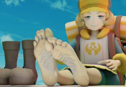 1girl 3d barefoot boots nintendo pokemon pokemon_legends:_arceus tagme tuli_(pokemon)