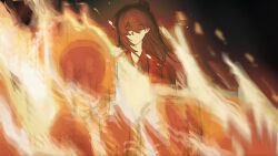 1boy 2others black_hair black_hanfu brown_hair burning ch189615 chinese_clothes chinese_commentary closed_mouth coat dao_gui_yi_xian fire hair_between_eyes hair_bun hanfu highres li_huowang long_hair long_sleeves looking_at_viewer male_focus multiple_others red_coat red_eyes shaded_face single_hair_bun sketch skull solo_focus upper_body wide_sleeves