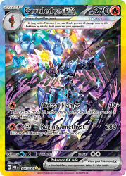 akagi_shunsuke_(und) artist_name aura card_(medium) ceruledge character_name charcadet company_name copyright_name copyright_notice dark_aura english_text gem nintendo official_art pokemon pokemon_(creature) pokemon_card pokemon_focus pokemon_tcg red_eyes solo sparkle terastallization third-party_source trading_card