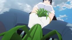 Rule 34 | 1girl, animated, anime screenshot, arato nagi, black hair, blue eyes, blue pants, boots, breasts, buttons, denim, gloves, highres, jeans, large breasts, long hair, pants, ruri no houseki, shirt, sleeves rolled up, sound, tagme, thick thighs, thighs, video, white gloves, white shirt