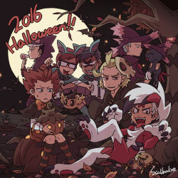 10s 2016 6+boys aged_down archie_(pokemon) archie_(pokemon_oras) black_hair blue_hair child claw_pose cosplay cyrus_(pokemon) duskull duskull_(cosplay) evil_grin evil_smile full_moon gen_1_pokemon gen_2_pokemon gen_3_pokemon gen_6_pokemon gen_7_pokemon gengar gengar_(cosplay) ghetsis_(pokemon) giovanni_(pokemon) glasses green_hair grin guzma_(pokemon) halloween happy_halloween leaf lycanroc lycanroc_(cosplay) lycanroc_(midnight) lysandre_(pokemon) male_focus maxie_(pokemon) maxie_(pokemon_oras) moon multiple_boys night nintendo party_horn phantump pokemon pokemon_bw pokemon_dppt pokemon_oras pokemon_rgby pokemon_sm pokemon_xy pumpkaboo pumpkin red_hair shorts sitting smile sneasel spinarak ssalbulre sunglasses suspender_shorts suspenders team_skull tongue tongue_out tree trevenant white_hair zubat zubat_(cosplay)