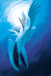 1990s_(style) creatures_(company) game_freak gen_2_pokemon highres legendary_pokemon lugia nintendo no_humans pokemon pokemon_(creature) pokemon_gsc purple_eyes realistic retro_artstyle solo teku_(the3dempire) underwater
