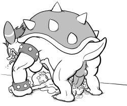 bare_legs barefoot bowletta breasts cackletta cum cum_in_pussy defeat feet mario_&amp;_luigi:_superstar_saga mario_&amp;_luigi_rpg mario_(series) monochrome nintendo nipples nude open_mouth penis princess princess_peach rape sex size_difference testicles