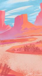 artist_name blue_sky cloud commentary day dirt_road landscape mountain no_humans original outdoors road scene_reference signature sky zandra