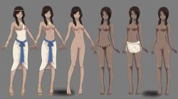 2girls ancient_egyptian ancient_egyptian_clothes breasts brown_eyes brown_hair cleft_of_venus concept_art dark-skinned_female dark_skin egypt kuro multiple_girls nude twintails