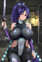 1girl breasts fate/grand_order fate_(series) huge_breasts long_hair minamoto_no_raikou_(fate) raskasar taimanin_(series) taimanin_asagi_kessen_arena uehara_rin_(cosplay)