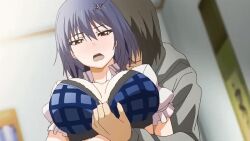 10s 1boy 1girl 2017 animated animated_gif bouncing_breasts bra breasts from_behind hetero huge_filesize ikoma_yui implied_sex large_breasts nipples rape removing_bra school_uniform short_hair tagme toriko_no_(series) toriko_no_kusari underwear undressing urushibata_takeshi