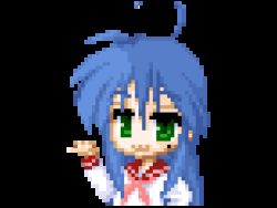 00s 4girls animated animated_gif artist_request dancing hiiragi_kagami hiiragi_tsukasa intro izumi_konata lowres lucky_star mole mole_under_eye motteke!_serafuku multiple_girls pixel_art siblings sisters takara_miyuki transparent_background twins
