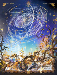 arborlune crystal dated fairy highres leaf no_humans original picture_frame planetarium scenery sky star_(sky) starry_sky tree