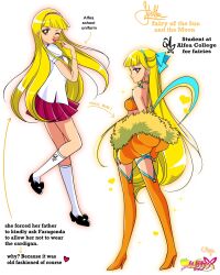Rule 34 | 1990s (style), 1girl, adapted costume, animal print, animification, applying makeup, applying own makeup, arrow (symbol), artist name, bad id, bad twitter id, bishoujo senshi sailor moon, black bow, black shoes, blonde hair, blue bow, blue hairband, blue wings, blunt bangs, boots, bow, brown eyes, butterfly print, character name, collared shirt, commentary, copyright name, cosmetics, crescent, crescent earrings, crop top, earrings, english commentary, english text, eyelashes, fairy, fairy wings, faux retro artstyle, footwear bow, fur-trimmed jacket, fur trim, hair bow, hairband, heart, high heel boots, high heels, highres, holding, holding lipstick tube, honeymoonpetal, jacket, jacket partially removed, jewelry, kneehighs, leg up, lipstick tube, logo, long hair, magical girl, mary janes, miniskirt, one eye closed, orange boots, orange jacket, orange outline, orange shirt, outline, parody, pink outline, pink skirt, pleated skirt, puffy short sleeves, puffy sleeves, purple hairband, retro artstyle, school uniform, shirt, shoes, short sleeves, simple background, skirt, socks, sparkle, stella (winx club), stiletto heels, style parody, thigh boots, thigh strap, variations, very long hair, white background, white shirt, white socks, wings, winx club