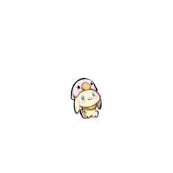 beak chibi colored_skin digimon digimon_(creature) dog looking_up no_humans pink_skin plotmon pururumon simple_background white_background youzaiyouzai112