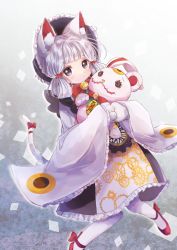 #compass 1girl animal_ear_fluff animal_ears animal_hands bad_id bad_pixiv_id bell black_hat black_skirt blunt_bangs blush bonnet bow cat_ears cat_girl cat_tail closed_mouth coin commentary_request female_focus frilled_hat frilled_skirt frilled_sleeves frills gloves gold grey_eyes hair_rings hat highres japanese_clothes jingle_bell kimono koban_(gold) long_sleeves looking_at_viewer pantyhose paw_gloves red_bow red_shoes rucaco shoes silver_hair skirt sleeves_past_wrists solo stuffed_animal stuffed_toy tail tail_bow tail_ornament tail_raised white_gloves white_kimono white_pantyhose