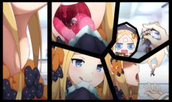 2girls 3girls :p abigail_williams_(fate) absurdres anger_vein angry black_bow blonde_hair bow chibi comic detached_sleeves fate/grand_order fate_(series) female_focus fujimaru_ritsuka_(female) hair_bow highres inside_creature jitome kama_(fate) mini_person minigirl multiple_girls open_mouth orange_bow sachi-san silent_comic size_difference smile swallowing teeth throat_bulge tongue tongue_out upper_teeth_only uvula vore white_hair