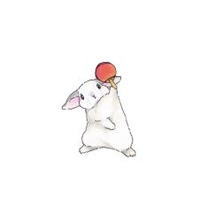 Rule 34 | animal, animal ears, animal focus, berry jou, holding, holding paddle, holding table tennis paddle, no humans, original, paddle, rabbit, rabbit ears, simple background, table tennis paddle, traditional media, white background