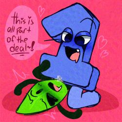 adversarial_noise battle_for_dream_island bfdi blush heart highres leafy_(bfdi) non-web_source one_(bfdi) tpot tribadism yuri