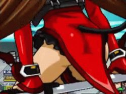 animated animated_gif banpresto broom broom_riding brown_hair demon_tail dress earrings hat jewelry kyon_feulion lowres open_mouth pointy_ears red_eyes smile super_robot_wars super_robot_wars_og_saga_mugen_no_frontier tail witch_hat