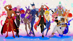 Rule 34 | abs, absurdres, animal ear hairband, animal ears, animal hands, apron, arjuna (fate), arjuna alter (fate), armlet, artoria pendragon (fate), artoria pendragon (swimsuit ruler) (fate), artoria pendragon (swimsuit ruler) (first ascension) (fate), ashwatthama (fate), ass, astolfo (fate), astolfo (saber) (fate), astolfo (saber) (first ascension) (fate), bent over, black skirt, black thighhighs, blue cape, blue hair, blue pantyhose, breasts, brown eyes, brown hair, cape, cat ears, cleavage, clothing cutout, commentary request, crop top, crossed arms, cu chulainn (fate), cu chulainn (fate/stay night), dark-skinned male, dark skin, detached collar, erk (okra ecory), fake animal ears, fake tail, fate/grand order, fate (series), gloves, green eyes, green horns, hairband, high heels, highres, holding hairband, horns, jewelry, karna (fate), kemonomimi mode, large breasts, leotard, long hair, maid apron, maid headdress, medium breasts, midriff, miniskirt, naked apron, navel, navel cutout, orange hair, pale skin, pants, pants under skirt, pantyhose, paw gloves, pectorals, pink hair, playboy bunny, pleated skirt, pom pom (cheerleading), ponytail, purple eyes, purple hair, rabbit ear hairband, rabbit ears, red eyes, scathach (fate), scathach (piercing bunny) (fate), shoulder plates, sitting, skirt, strapless, strapless leotard, sweatdrop, tail, tamamo (fate), tamamo cat (fate), tamamo cat (third ascension) (fate), thigh strap, thighhighs, thong leotard, toned, toned male, topless male, trap, two-sided fabric, two-sided skirt, very dark skin, white gloves, white hair, white pants, wrist cuffs, yellow eyes