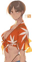 1girl breasts dark-skinned_female dark_skin large_breasts navel short_hair swimsuit tagme yasunososaku
