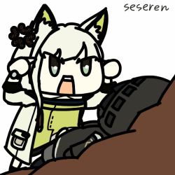 1boy 1girl alternate_color animated animated_gif arknights doctor_(arknights) kal&#039;tsit_(arknights) lowres meme seseren think_mark_think!_(meme)