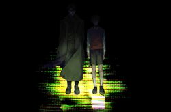 Rule 34 | 2boys, arms behind back, belt, black cape, black hair, black shorts, boots, brown vest, cape, chromatic aberration, collared shirt, crew neck, dim lighting, distortion, empty eyes, full body, glowing floor, heavy chromatic aberration, looking at viewer, macaronijail, male focus, multiple boys, oldest dream, omniscient reader&#039;s viewpoint, partially shaded face, shirt, shorts, socks, standing, vest, white shirt, white socks, yoo joonghyuk
