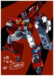 absurdres armor autobot fire_convoy highres humanoid_robot insignia machine mecha optimus_prime robot samhoshi7 science_fiction shoulder_armor transformers transformers_car_robots wheel yellow_eyes