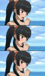 00s fellatio gundam gundam_00 highres ocean oral saliva sexually_suggestive third-party_edit twintails wang_liu_mei water