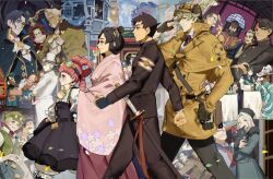 Rule 34 | 6+boys, 6+girls, ace attorney, animal, armband, ascot, ashley graydon, bag, barok van zieks, beard, black dress, black eyes, black gloves, black hair, black jacket, black pants, black vest, blonde hair, blue eyes, blue jacket, bow-shaped hair, brown coat, brown gloves, brown hair, capelet, cat, closed eyes, closed mouth, coat, collared shirt, confetti, deerstalker, dress, drill hair, elizabeth tower, everyone, eyewear on headwear, facial hair, fingerless gloves, floral print, flower, gina lestrade, glasses, gloves, goggles, goggles on head, goggles on headwear, grey hair, hair bun, hair ornament, hair ribbon, hair rings, hakama, hakama skirt, hat, headband, herlock sholmes, highres, holding, iris wilson, jacket, japanese clothes, jewelry, jezaille brett, joan garrideb, john garrideb, katana, kazuma asogi, kimono, long hair, long sleeves, looking at another, mael stronghart, magnus mcgilded, mask, multiple boys, multiple girls, mustache, nash skulkin, neck ribbon, nikolina pavlova, old, open mouth, pants, patricia beate, pink hair, pink kimono, pop windibank, profile, red hair, red headband, ribbon, ringo skulkin, robe, roly beate, ryunosuke naruhodo, satoru hosonaga, scar, scar on face, seinikuten, seishiro jigoku, sheath, sheathed, shirt, short hair, skirt, smile, stuffed toy, sunglasses, susato mikotoba, sword, the great ace attorney, tobias gregson, top hat, updo, vest, wagahai (ace attorney), walking, weapon, white ascot, white hair, white pants, white shirt, wide sleeves, yellow ribbon, yujin mikotoba