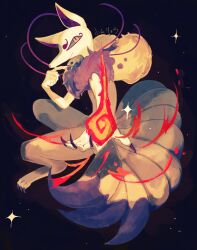 1boy animal_ears artist_name black_sclera colored_sclera fingernails fire fox_boy fox_ears fox_tail furry furry_male highres kitsune koyamaryo kyuubi kyuubi_(youkai_watch) long_fingernails male_focus multiple_tails simple_background solo tail yellow_eyes youkai_(youkai_watch) youkai_watch