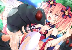 1girl alyn_(fairy_fencer_f) anal bare_shoulders bestiality bow breasts bug clothed_sex cum cum_in_pussy detached_sleeves double_penetration fairy_fencer_f fly group_sex hair_bow hair_ornament hair_ribbon insect multiple_penetration nipples open_mouth pussy rape red_eyes ribbon sex skirt small_breasts solo_focus tears torn_clothes twintails uncensored vaginal vesperia wide-eyed