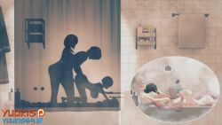 1boy 2girls 3d animated bathroom bathtub bouncing_breasts breasts cheating_(relationship) doggystyle fellatio from_behind girl_sandwich hanging_breasts koikatsu_(medium) large_breasts mature_female mother_and_daughter multiple_girls netorare nipples oral oyakodon_(sex) paizuri penis penis_silhouette sandwiched sex sex_from_behind shadow silhouette steam uzaki-chan_wa_asobitai! uzaki_hana uzaki_tsuki video yuukis
