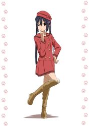 1girl black_hair boots brown_eyes female_focus hat k-on! knee_boots long_hair nakano_azusa oku_no_shi solo twintails