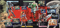 1girl alien alien_(series) alien_vs._predator armor bengus brown_hair closed_mouth crossover cyborg dreadlocks dutch_schaefer english_text fangs fingerless_gloves gloves helmet highres holding katana linn_kurosawa long_hair magazine_scan monster multiple_boys official_art open_mouth ponytail predator_(character) predator_(series) scan science_fiction shoulder_armor shoulder_cannon sword teeth weapon xenomorph