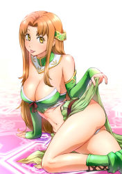 Rule 34 | 00s, 1girl, :p, aria (seiken no blacksmith), ass, breasts, brown hair, cleavage, clothes lift, curvy, elbow gloves, female focus, gloves, large breasts, legs, long hair, panties, pantyshot, seiken no blacksmith, skirt, skirt lift, solo, thong, tongue, tongue out, ueyama michirou, underwear, upskirt, yellow eyes