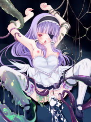 1girl anal bad_id bad_pixiv_id breasts censored cum dream_c_club dream_c_club_(series) eyepatch female_focus maid mari_(dream_c_club) purple_hair rape slime_(substance) solo solo_focus tentacle_sex tentacles thighhighs vaginal wings yako