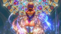1girl 3d adnarimydeth animated ass ass_cutout ass_focus ass_shake back_cutout capcom clothing_cutout cosplay curvy dancing dark-skinned_female dark_skin female_focus from_behind heart_cutout highleg highleg_leotard hip_focus huge_ass jiggle leotard menat purple_hair rainbow_mika_(cosplay) shiny_skin short_hair smile solo sped_up street_fighter street_fighter_v thick_thighs thighs thong thong_leotard video wide_hips