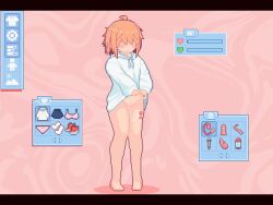 1girl ahoge animated blush bottomless breath cleft_of_venus clothes_lift controller drawstring egg_vibrator fake_screenshot female_ejaculation female_focus female_orgasm forced_orgasm full_body gameplay_mechanics hair_over_eyes health_bar heart heavy_breathing highres hood hoodie hoodie_lift icon_(computing) letterboxed lifting_own_clothes loli medium_hair naked_hoodie navel object_insertion orgasm original panties pink_background pink_hair pixel_art pussy pussy_juice remote_control sex_toy skirt solo sotie standing tagme tape underwear user_interface vaginal vaginal_object_insertion vibrator vibrator_cord video white_hoodie