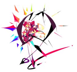 Rule 34 | 1girl, amakusa, amakusa (hidorozoa), amks krg, blonde hair, dress, female focus, flandre scarlet, full body, highres, looking back, red eyes, solo, touhou, transparent background, zun hat