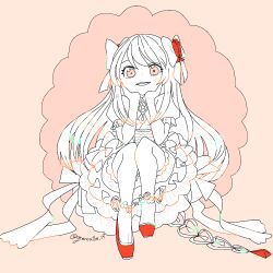 1girl chaos_marie_(grimms_notes) grenouille_if grimms_notes partially_colored sitting solo
