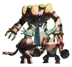 commentary_request facing_viewer gen_3_pokemon gen_4_pokemon harau legendary_pokemon nintendo no_humans pokemon pokemon_(creature) regice regigigas regirock registeel simple_background standing white_background