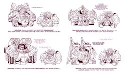 1girl 4boys :3 angel angel_wings angry animal_ears animal_hands animal_skull animal_skull_ornament apron armor bald belt bird bird_skull blood_angels bow breastplate brown_belt cat_ears cat_girl cat_paws chumiicham closed_mouth commentary corvus_corax_(warhammer) english_commentary english_text eye_of_horus_(warhammer) frilled_apron frills fur-trimmed_armor fur_trim happy heart highres iron_warriors jaghatai_khan jetpack laurel_crown light_blush limited_palette lineart long_hair looking_at_another looking_down looking_up maid_apron maid_headdress mechabare mechanical_wings medium_hair multiple_boys nekona_(chumiicham) original pauldrons paw_print perturabo power_armor primarch rerebrace sanguinius short_hair shoulder_armor simple_background size_difference skull_ornament space_maids_(chumiicham) sparkle topknot upper_body warhammer_40k white_scars wildfire_panoply wings