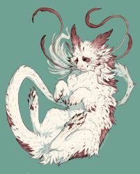 animal animal_focus aqua_background chimera creature creature_focus dragon ferret giulialibard highres no_humans original pawpads rabbit sea_slug simple_background snout solo whiskers white_fur