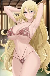 1girl aslindsamure blonde_hair breasts fairy_tail jenny_realight large_breasts long_hair smile swimsuit