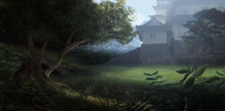 Rule 34 | architecture, building, castle, commentary request, east asian architecture, grass, highres, no humans, original, outdoors, photoshop (medium), scenery, tree, warera