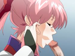 Rule 34 | 00s, :&gt;=, censored, closed eyes, fellatio, gundam, gundam seed, gundam seed destiny, kh-fullhouse, kissing penis, lacus clyne, oral, penis, penis on lips, pink hair, tagme