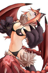 1girl animal_ear_fluff animal_ears animal_hands artist_request bat_wings bikini breasts claws cleavage fur grin heart highres large_breasts looking_at_viewer manticore_(monster_girl_encyclopedia) midriff monster_girl monster_girl_encyclopedia monster_girl_encyclopedia_ii pink_hair purple_eyes smile solo swimsuit tail thighs white_background wings