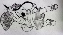 artist_request bad_tag black_hair child hat legs lucas_(mother_3) mother_(series) mother_2 mother_3 ness_(mother_2) nintendo shirt shoes shorts shota socks striped_clothes striped_shirt super_smash_bros super_smash_bros. traditional_media